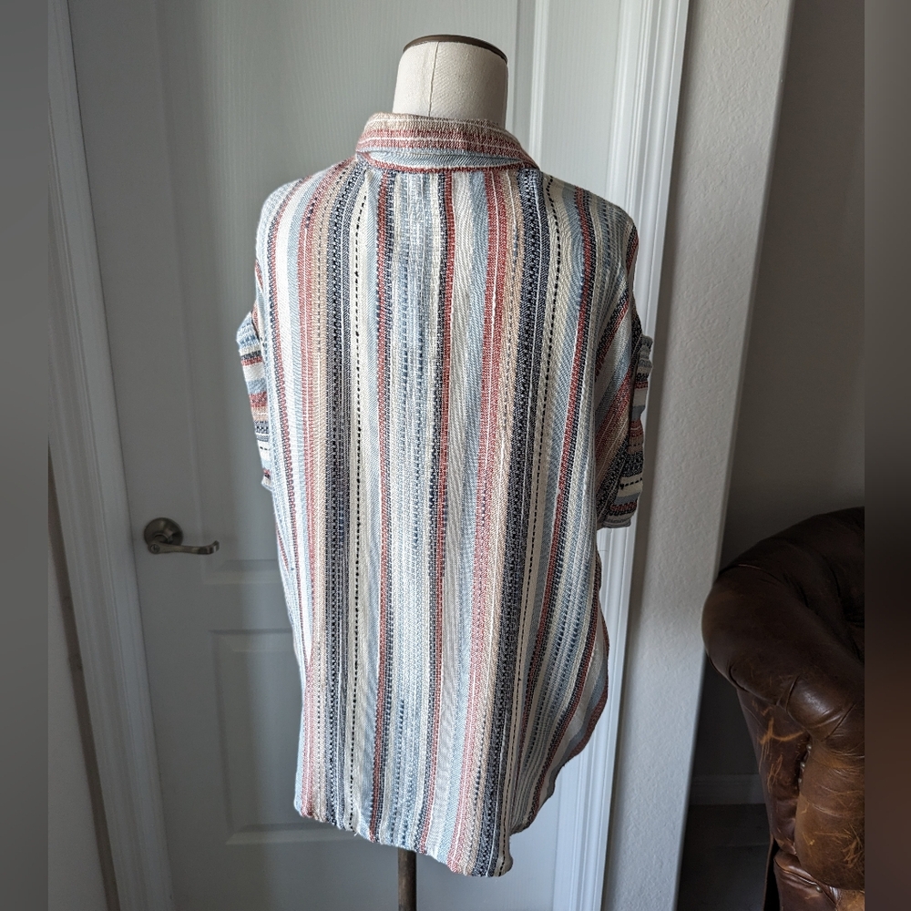 NWOT Multi-Striped Knit Button Down Shirt - Picture 4 of 6